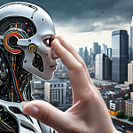 **A digital artwork depicting a blurred line between human and machine, showcasing advanced technologies such as neural implants and robotic prosthetics, with a backdrop of a futuristic cityscape where access to these technologies is unevenly distributed, highlighting the ethical concerns of posthumanism.**