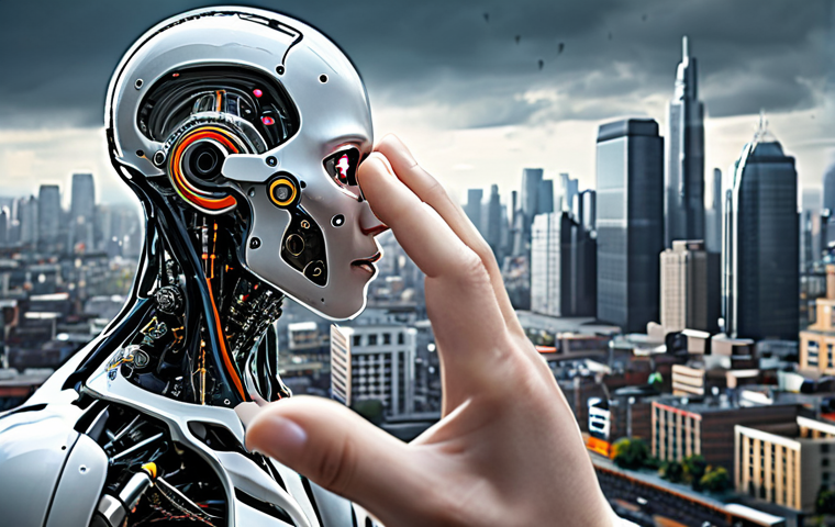 **A digital artwork depicting a blurred line between human and machine, showcasing advanced technologies such as neural implants and robotic prosthetics, with a backdrop of a futuristic cityscape where access to these technologies is unevenly distributed, highlighting the ethical concerns of posthumanism.**